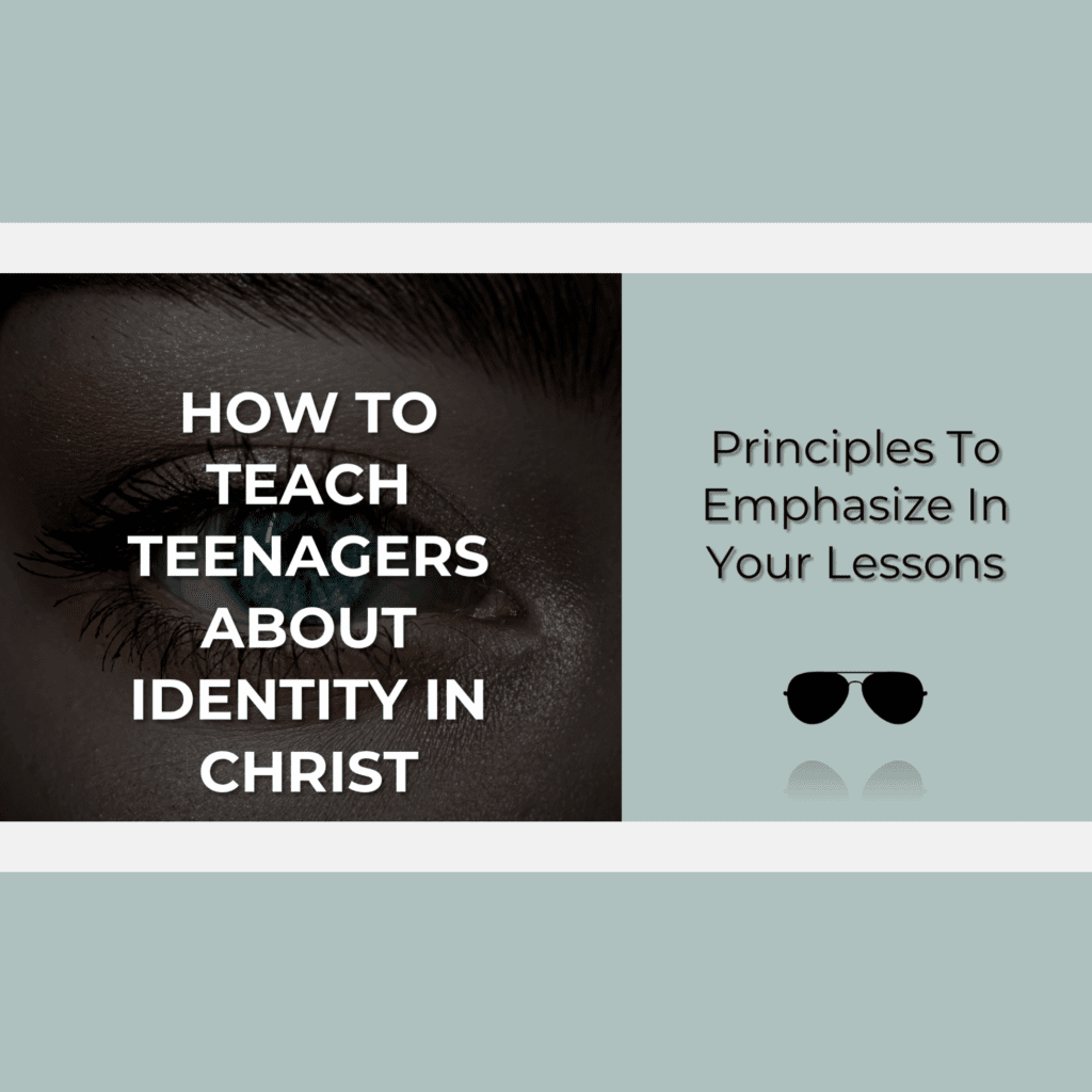 G Shades blog post image for "How To Teach Teenagers About Identity in Christ on a darkened image of an eye
