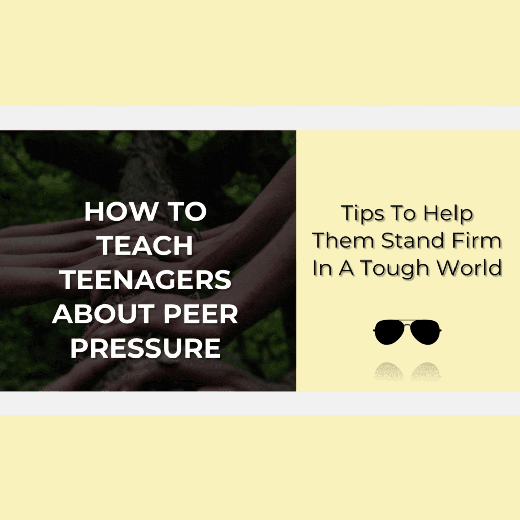 blog post image for "How To Teach Teenagers About Peer Pressure- tips to help them stand firm in a tough world" featuring a teenager's hands on a log