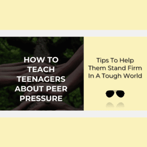 blog post image for "How To Teach Teenagers About Peer Pressure- tips to help them stand firm in a tough world" featuring a teenager's hands on a log