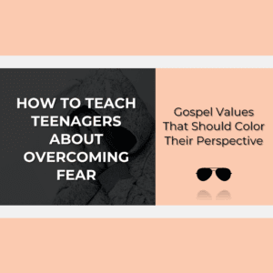 blog post image for "How To Teach Teenagers About Overcoming Fear: gospel values that should color their perspective" featuring a darkened background of a teenager with their face in their hands