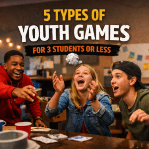 Teengers having fun with the blog post title 5 Types of youth games for 3 students or less