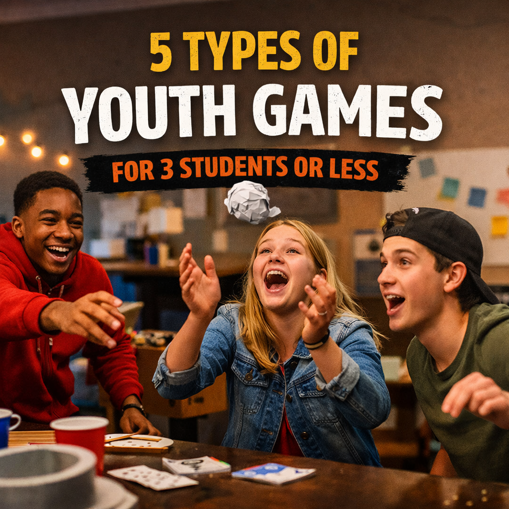 Teengers having fun with the blog post title 5 Types of youth games for 3 students or less