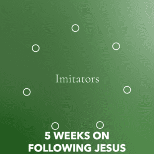 green background with circles demonstrating community around following Jesus